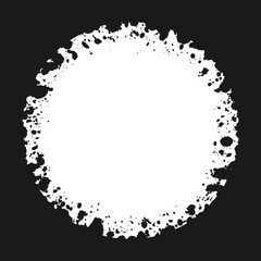 Obraz premium Round grunge ink splatter frame. Spray graffiti stencil border template.