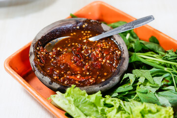 Indonesian red chili sauce, typical Sundanese food