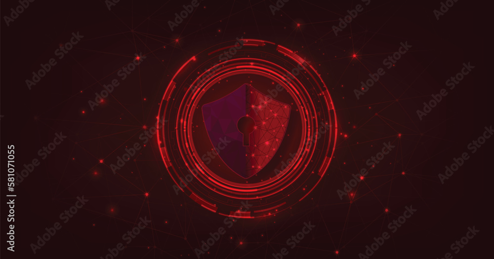 Fototapete internet attack design concept. the shield symbol was destroyed. a notification about the threat of 