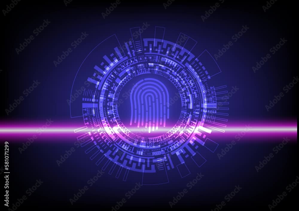 Poster abstract background security fingerprint scanning technology verify your identity with a unique pers
