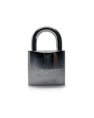 Naklejka premium Locked steel padlock isolated on white background