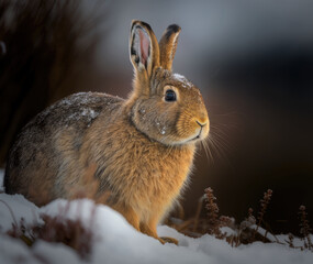 Naklejka premium Winter Rabbit, Generative AI illustration