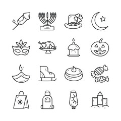 Holiday Vector Hand Draw Outline icon style illustration. EPS 10 Files Set 2