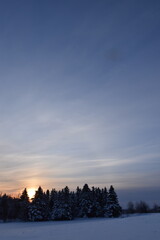 A sunrise on a cold morning,  Sainte-Apolline, Québec, Canada