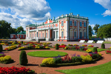 Kadriorg Palace and flower garden with fountains in Tallinn, Estonia - 581073005