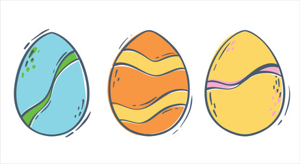 Set of colored Easter eggs. Decorated eggs for the spring holiday. Flat vector illustration for concept design. isolated object.