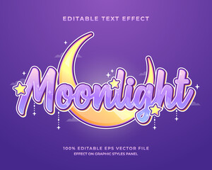 decorative editable moonlight text effect vector design