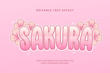 decorative editable sakura text effect vector design