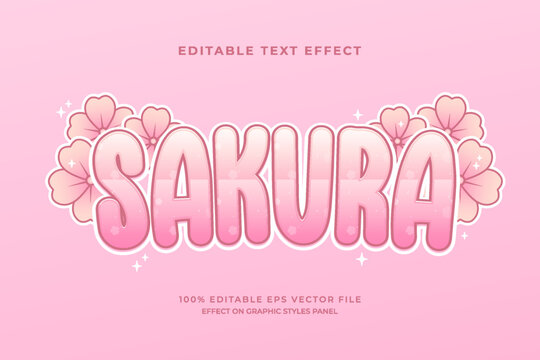 decorative editable sakura text effect vector design