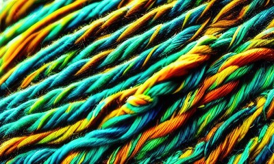 Colorful yarn and cotton texture background. Generative Ai.