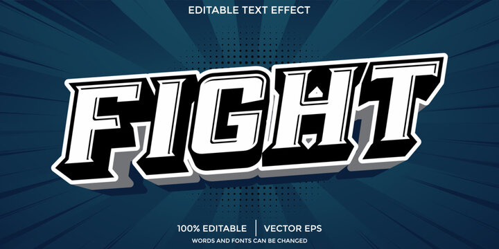 vector editable text effect fight, 3d gamer and sport font style