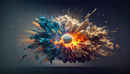 Vibrant Explosive Burst, A Colorful Abstract Illustration of Explosive Energy, Generative AI