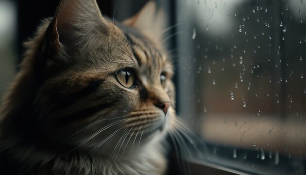 Cat on a rainy day
