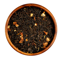 black tea with orange in a bowl png