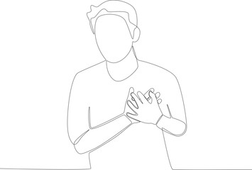 A man has pain in the chest. Hypertension one-line drawing