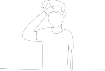 A man had a case of headache. Hypertension one-line drawing