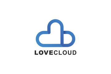 Fototapeta premium love cloud logo concept in gradient blue color