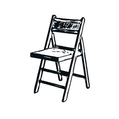 Black and white sketch of a chair with transparent background