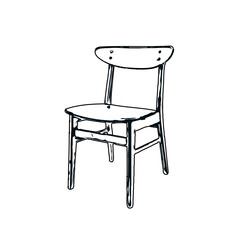 Black and white sketch of a chair with transparent background