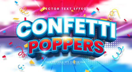 Confetti poppers 3d editable vector text style effect, suitable for celebrating events.