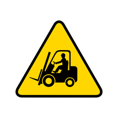 Warning Forklift trucks, vector icon. - 581082474