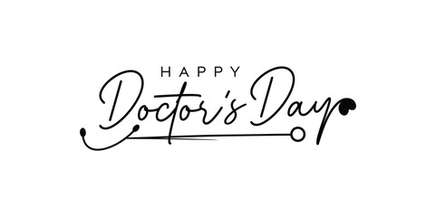 World, international or national happy Doctor's Day flat vector logo design, Stethoscope with smile fate doctors day letter logo 