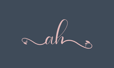 AH initial handwriting logo template vector illustration Background design.