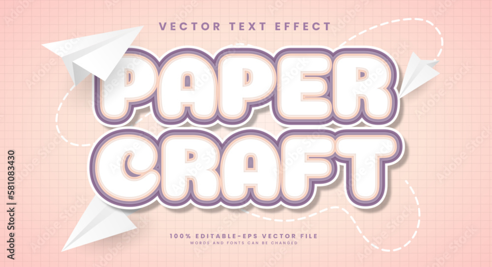 Poster paper craft 3d editable vector text style effect, suitable for paper style themed.