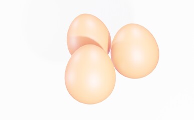Illustration of Three Eggs in 3D Dimensional Format with a White Background