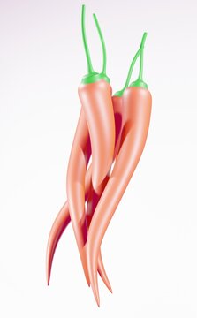 Red Chili Market Commodity Model Illustration 3D 3D Format with White Background