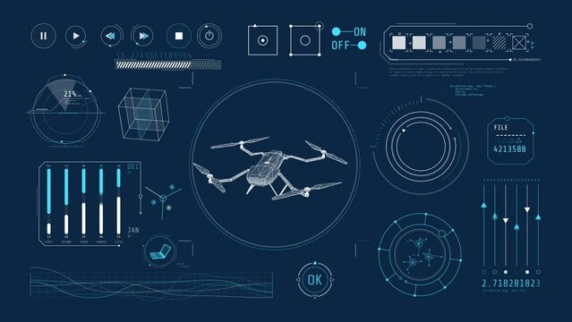 Animated infographics on the theme of drone technology.
