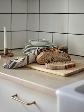 Bread on wooden board