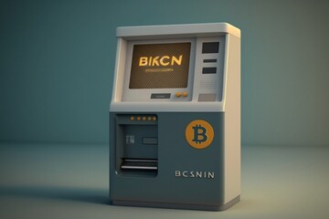 Bitcoin Cash Machine ATM illustration. Cryptocurrency cash dispenser. Illustration