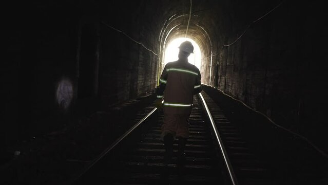 inspection of a railway tunnel search for defects in construction