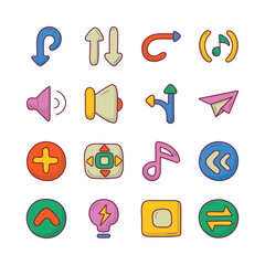 Media Control Vector Hand Draw Outline icon style illustration. EPS 10 Files