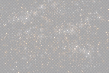 Golden glitter.Light effect.Glittering particles background. Gold dust on a transparent background.