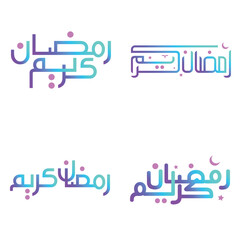 Islamic Fasting Month: Gradient Ramadan Kareem Vector Illustration in Arabic Calligraphy.