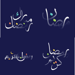 Glossy White Ramadan Kareem Calligraphy Pack with Colorful Illustrations of Islamic Art and Culture