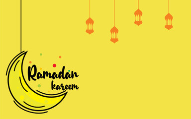 greetings commemorating the month of Ramadan kareem for Muslims and copy space area
