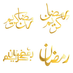Elegant Golden Ramadan Kareem Vector Design with Arabic Calligraphy for Muslim Festivals.