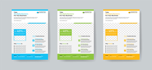 Obraz premium flyer. newest trendy creative corporate multipurpose minimal official business advertising magazine poster flyer with creative corporate trendy geometric shape template print design