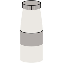 Milk in a bottle icon in a flat cartoon style