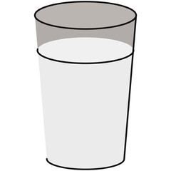 Glass of milk icon in a flat cartoon style
