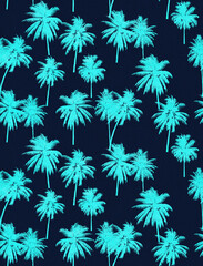 Abstract Grunge Textured Coconut Palm Trees Silhouettes Seamless Pattern Trendy Fashion Colors Natural Surface Tropical Background Design Perfect for Allover Fabric Print or Wrapping Paper