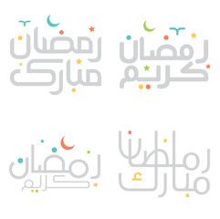 Arabic Greeting Typography Set for Ramadan Kareem Celebrations.