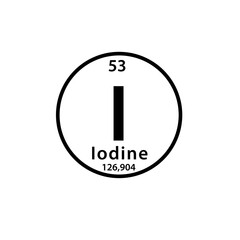 Iodine element periodic table icon vector logo design template