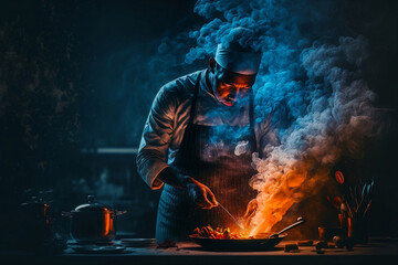 The chef in the restaurant, generative ai