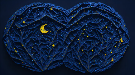 A paper sculpture of the night sky, illuminated by the stars of the World Day of Astrology.