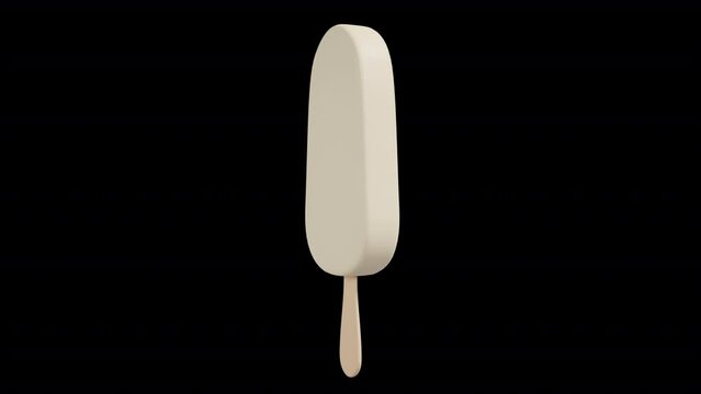 Vanilla Ice Cream Stick Bar Rotating Loop on Alpha Background