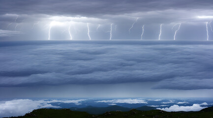 A majestic view of a thunderstorm from a mountaintop on World Meteorology Day.